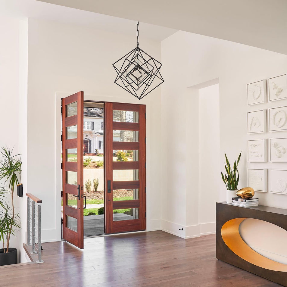 Cubist Medium Chandelier, a premium Chandelier light by Visual Comfort & Co. Close - up image of its design.