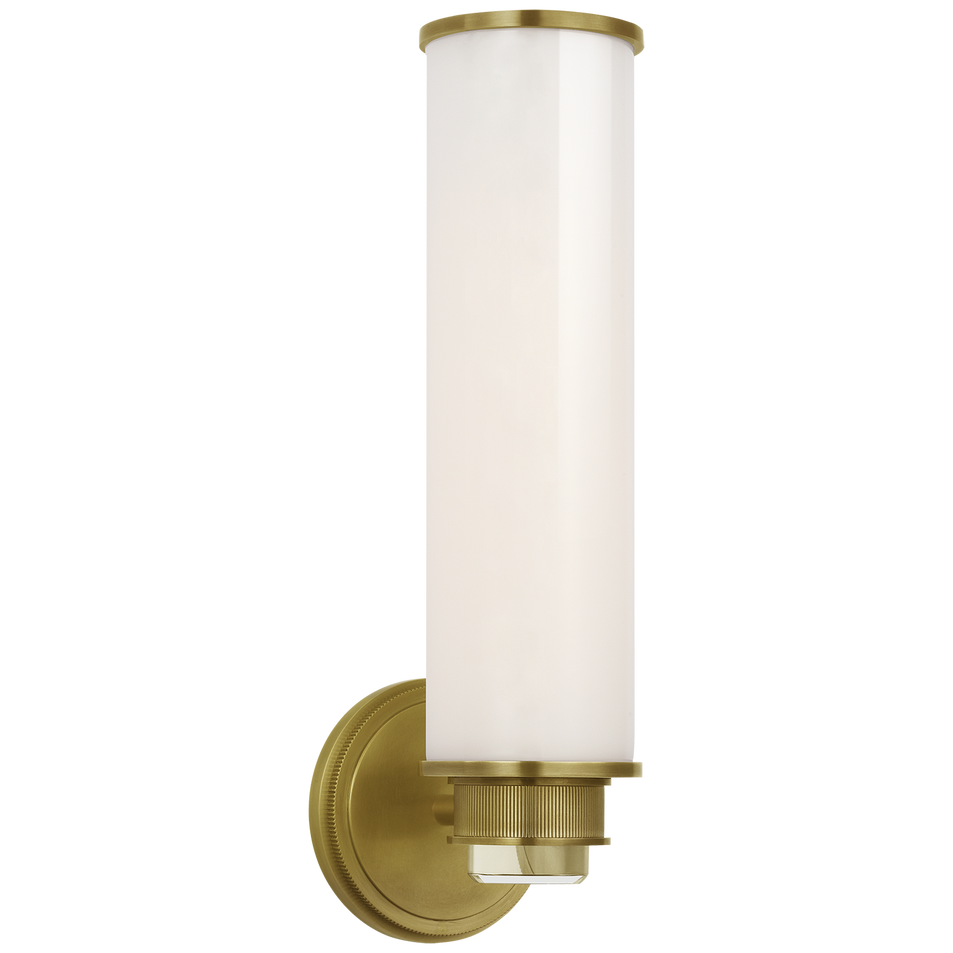 Percy 14" Single Bath Sconce in Soft Brass with White Glass