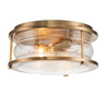Natural Brass / Clear Ribbed Glass