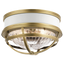 Natural Brass & White / Clear Ribbed Glass