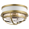 Natural Brass & White / Clear Ribbed Glass