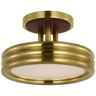Hudson St. 8" Semi-Flush Mount in Natural Brass and Carob Leather