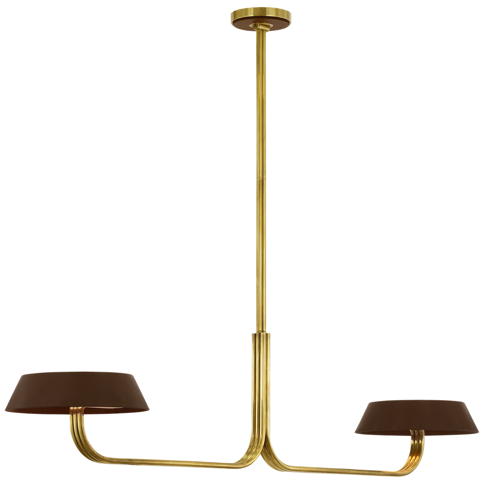 Hudson St. 64" Linear Chandelier in Natural Brass and Carob Leather
