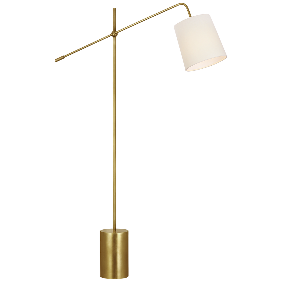 Frederick 52" Pivoting Floor Lamp in Hand-Rubbed Antique Brass with Linen