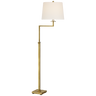 Greer Adjustable Bridge Floor Lamp in Hand-Rubbed Antique Brass with Linen