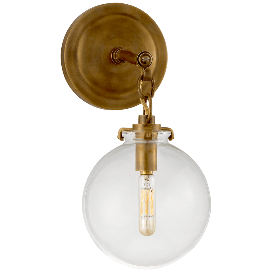 Katie Small Globe Sconce, a premium Bath light by Visual Comfort & Co. Close - up image of its design.
