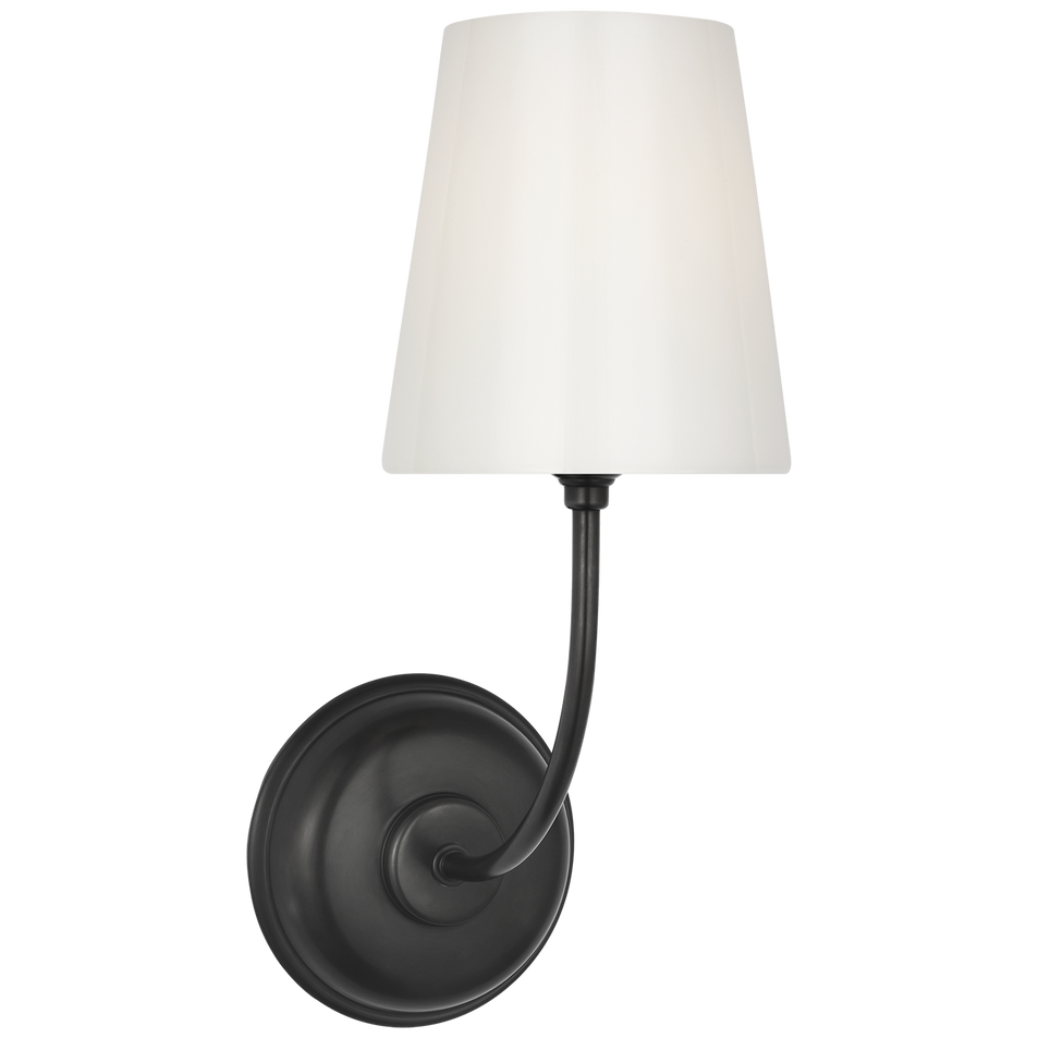 Vendome Single Sconce in Bronze with White Glass