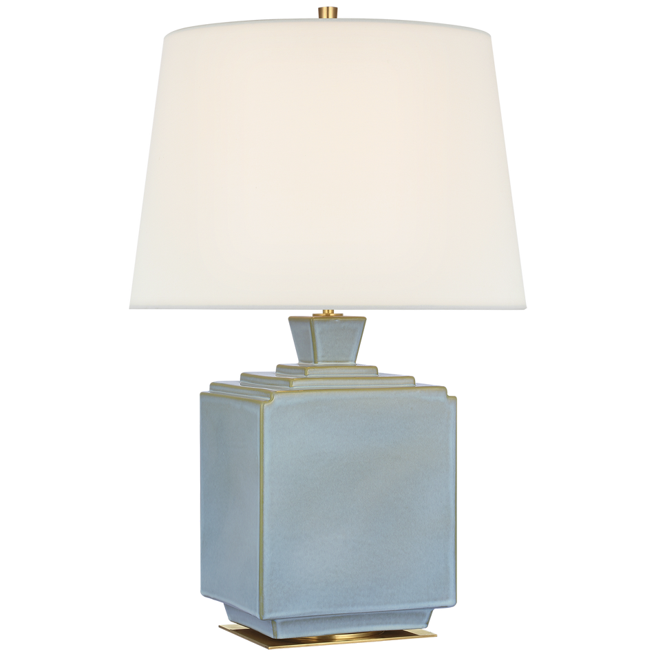 Meurice 27" Table Lamp in Silk Blue with Linen
