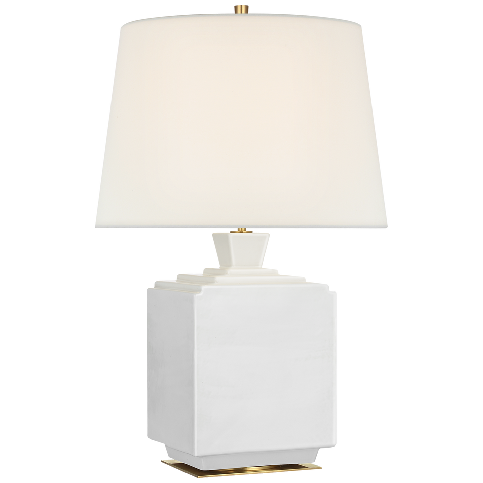 Meurice 27" Table Lamp in Venetian White with Linen